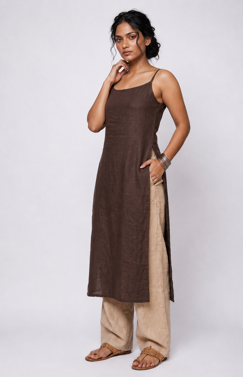 Hide & Seek Kurta Set in Brown