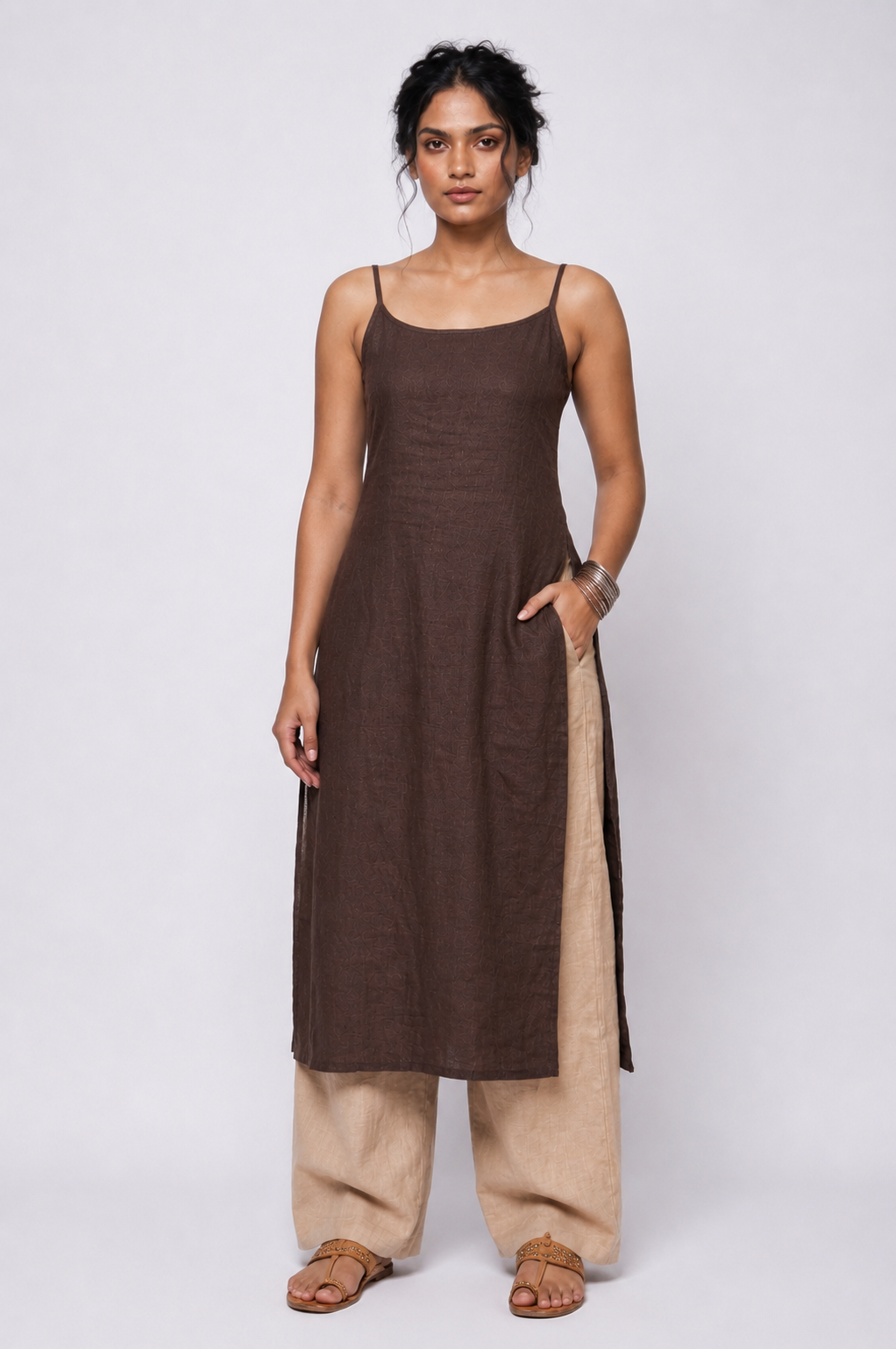 Hide & Seek Kurta Set in Brown
