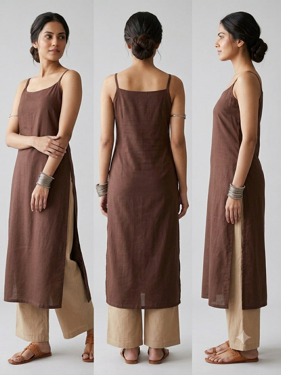 Hide & Seek Kurta Set in Brown